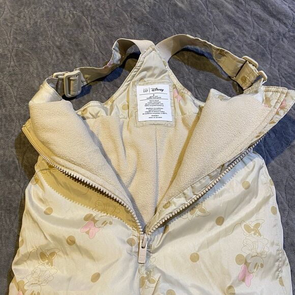 Baby Gap Disney Recycled Snow Bib Overalls Minnie Mouse Print Size 2 Toddler - Picture 7 of 9